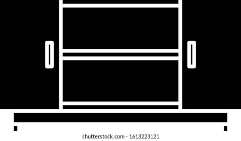 Black TV table stand icon isolated on white background.  Vector Illustration