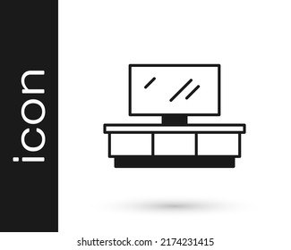 Black TV table stand icon isolated on white background.  Vector