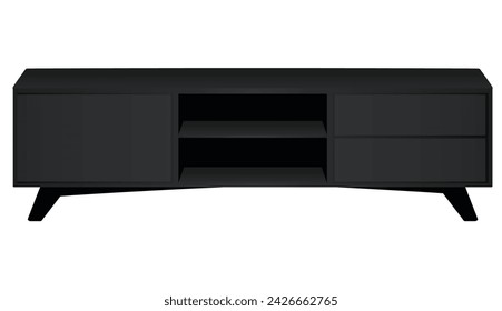 Black  TV table. vector illustration