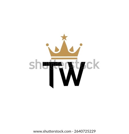 Black TW monogram logo with a gold crown on top, symbolizing elegance, power, and luxury branding