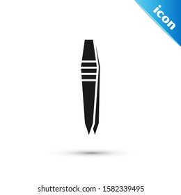 Black Tweezers icon isolated on white background.  Vector Illustration