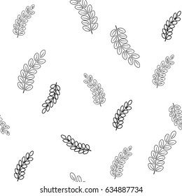 Black twig on light seamless pattern. Fashion graphic background design. Modern stylish abstract texture. Monochrome template for prints, textiles, wrapping, wallpaper, website. Vector illustration