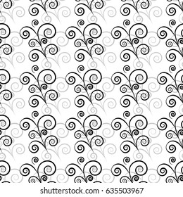 Black twig on light seamless pattern. Fashion graphic background design. Modern stylish abstract texture. Monochrome template for prints, textiles, wrapping, wallpaper, website. Vector illustration