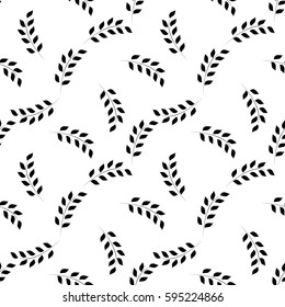 Black twig on white seamless pattern. Fashion graphic background design. Modern stylish abstract texture. Monochrome template for prints, textiles, wrapping, wallpaper, website. Vector illustration