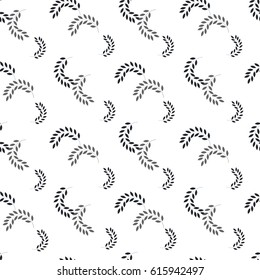 Black twig on white seamless pattern. Fashion graphic background design. Modern stylish abstract texture. Monochrome template for prints, textiles, wrapping, wallpaper, website. Vector illustration