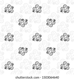 Black twig of spiral seamless pattern. Fashion graphic background design. Modern stylish abstract texture. Monochrome template for prints, textiles, wrapping, wallpaper, website. Vector illustration.
