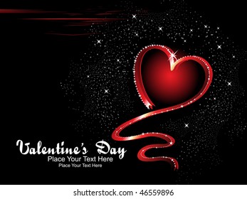 black twinkle star background with romantic curve pattern heart