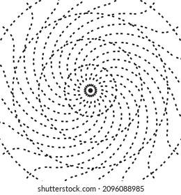 Black twisted circle dotted line radar on the white background. Vector illustration.
