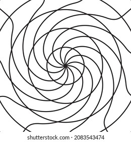 Black twisted circle line radar on the white background. Vector illustration.