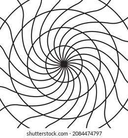 Black twisted circle line radar on the white background. Vector illustration.