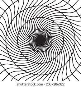 Black twisted circle line radar on the white background. Vector illustration.