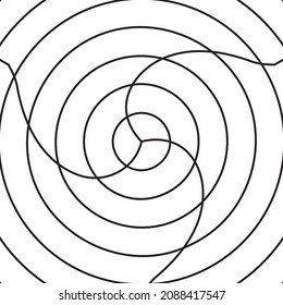 Black twisted circle line radar on the white background. Vector illustration.