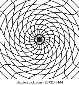 Black twisted circle line radar on the white background. Vector illustration.