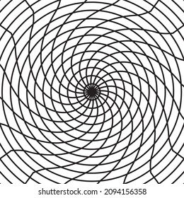 Black twisted circle line radar on the white background. Vector illustration.