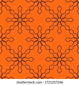 Patrón de cruces retorcidas en color negro sobre fondo naranja.
