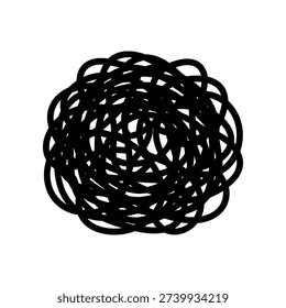 A black twisted rope ball centered on a white background, creating a minimalist and modern design element with high contrast.