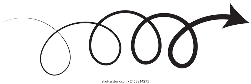  black Twisting doodle arrow. Thin hand drawn icon. Line curved arrow.Line doodle arrow icon . hand drawn Arrows icons Set. arrow icon with various direction. eps 10