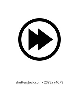 black two arrow head icon inside a circle transparant backgorund flat design right direction two arrow head fast forward button symbol