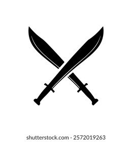 Black two crossed machete silhouette icon vector illustration design.