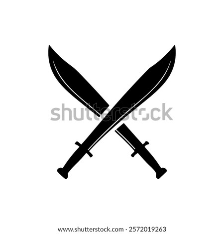 Black two crossed machete silhouette icon vector illustration design.