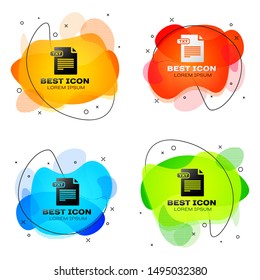 Black TXT file document. Download txt button icon isolated on white background. Text file extension symbol. Set abstract banner with liquid shapes. Vector Illustration