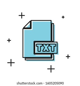 Black TXT file document. Download txt button icon isolated on white background. Text file extension symbol.  Vector Illustration