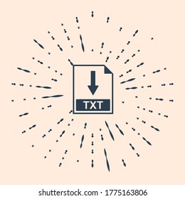 Black TXT file document icon. Download TXT button icon isolated on beige background. Abstract circle random dots. Vector Illustration