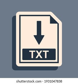 Black TXT file document icon. Download TXT button icon isolated on grey background. Long shadow style. Vector Illustration