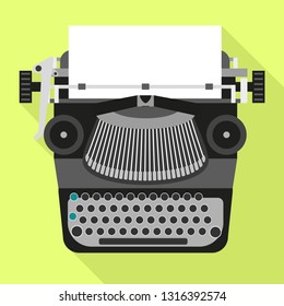 Black typewriter icon. Flat illustration of black typewriter vector icon for web design