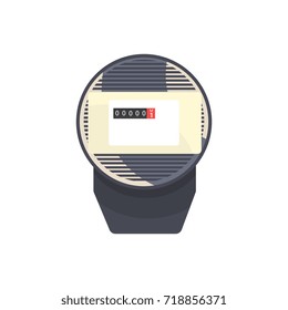 Black typical analog electric meter, household measuring device vector illustration