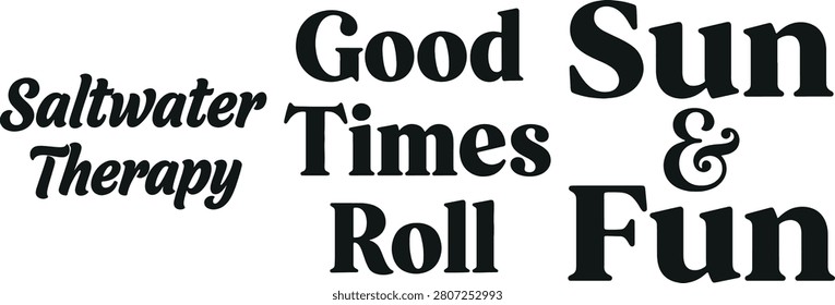 Black typography with seaside phrases on a white background