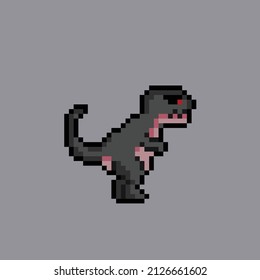 black tyrannosaur rex in pixel style