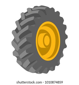 Black tyre yellow wheel object construction equipment of heavy machines road icons ,Vector illustration.