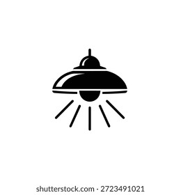 Negro UFO con rayos de luz platillo volador nave espacial alienígena
