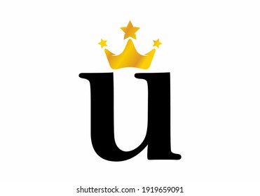 Black U letter with gold crown logo design