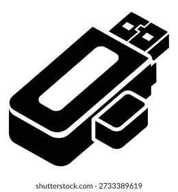 Black U S B flash drive with white accents isometric usb flash drive usb drive storage device