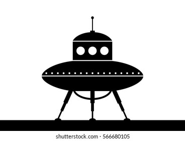 Black UFO vector icon on white background