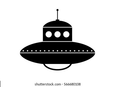 Black UFO vector icon on white background