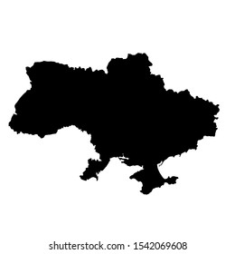 Black Ukraine map in outline design isolated on white. Illustration for cartography page, book