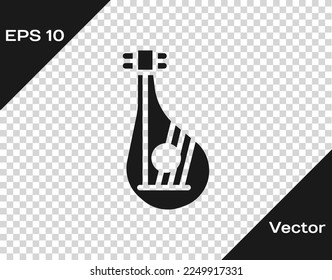 Black Ukrainian traditional musical instrument bandura icon isolated on transparent background.  Vector