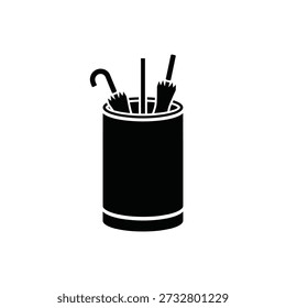 Black umbrella with colorful toothbrushes vector illustration flat design