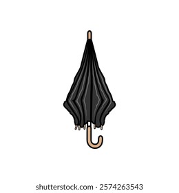 black umbrella folded upright vector