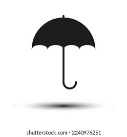 black umbrella icon. Autumn weather. Vector illustration. Stock image.