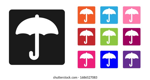 Black Umbrella icon isolated on white background. Waterproof icon. Protection, safety, security concept. Water resistant symbol. Set icons colorful. Vector Illustration