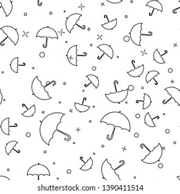 Black Umbrella icon isolated seamless pattern on white background. Vector Illustration