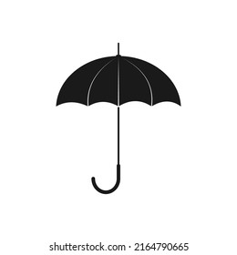 Black umbrella icon on a white background. Vector illustration of an umbrella from the rain or sun.