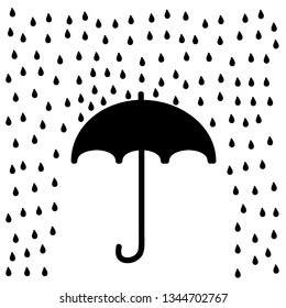 Black Umbrella Icon . Rain . Illustration