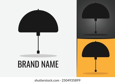 Black umbrella logo. Weather protection parasol logotype. Rain or sun Umbrella logo
