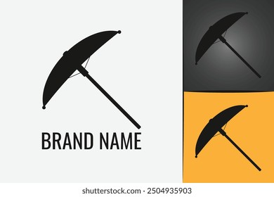 Black umbrella logo. Weather protection parasol logotype. Rain or sun Umbrella logo
