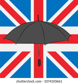 black umbrella on the Union Jack